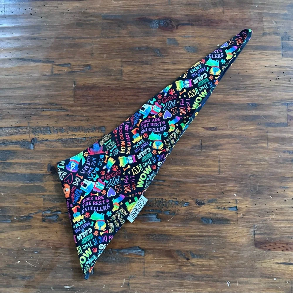 Capone Neon Rainbow Colorful Dog Reversible Bandana Neckerchief